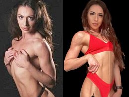 muscular woman on her live webcam