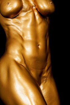 Golden Nude Female Bodybuilder Picture